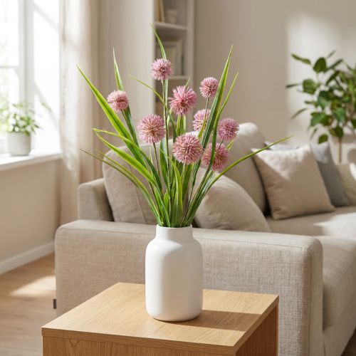 Kunstige blomster kugleblomst allium prydløg kunstig pink 45cm | Floristik24.dk