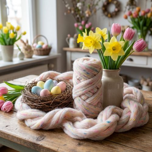 Lunte Wool Lunte lavet af farveægte naturuld, farverig 10m | Floristik24.dk