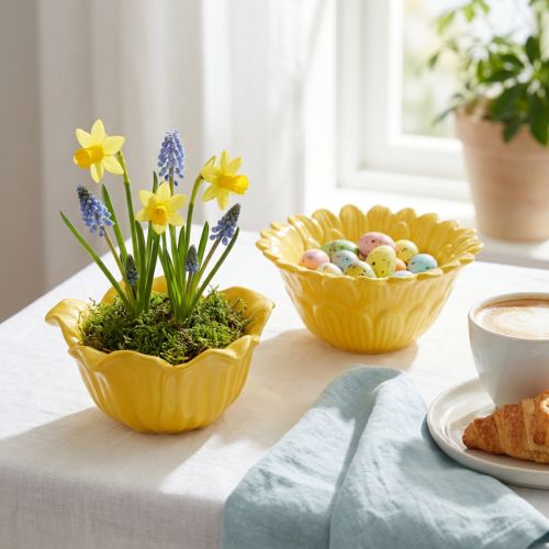 Dekorativ blomsterskål i keramik til boligindretning og gaveideer, 13 cm, 2 stk. | Floristik24.dk