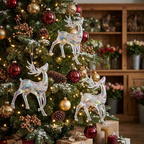 Artikel Rensdyrpynt julepynt iriserende H12cm 3stk