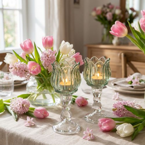 Tulip fyrfadsstage, glas,