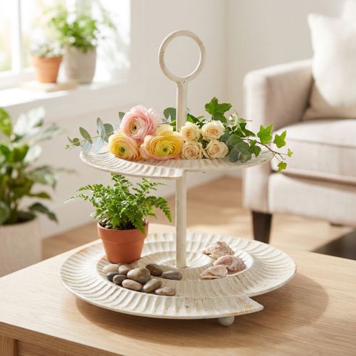 Artikel Vintage serveringsfad i flere niveauer til stilfuld dekoration i stuen eller vindueskarmen, 39 cm