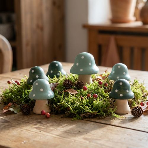 Træsvampe Pyntesvampe Mini-paddehatte i træ Mintgrøn 4cm 12 stk. | Floristik24.dk