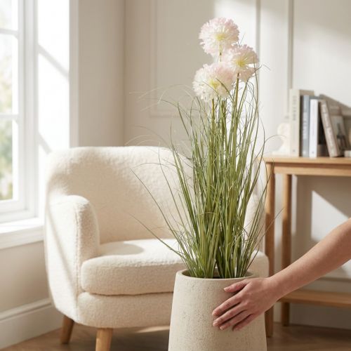 Kunstige blomster dekorativ kugleblomst allium prydløg kunstig 78cm | Floristik24.dk