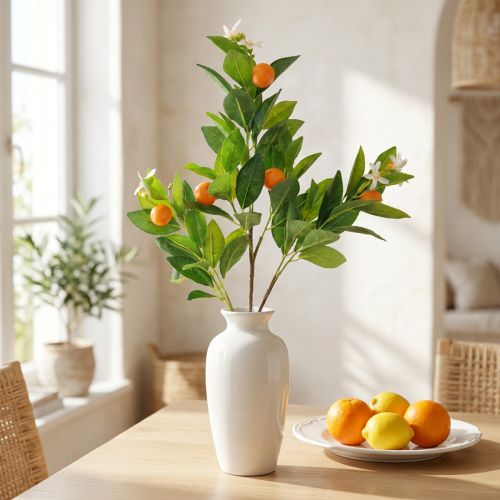 Dekorativ orange gren og blomster Kunstig orange gren 78cm | Floristik24.dk