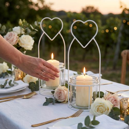 Lanternehjerte Hvid Lanterneholder Glas Ø12cm H30cm 2stk | Floristik24.dk