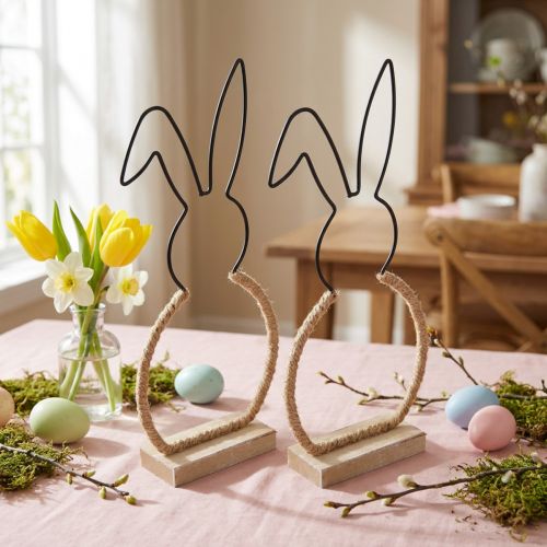 Påskehare borddekoration Påsketråd boho dekoration 24cm 2stk | Floristik24.dk