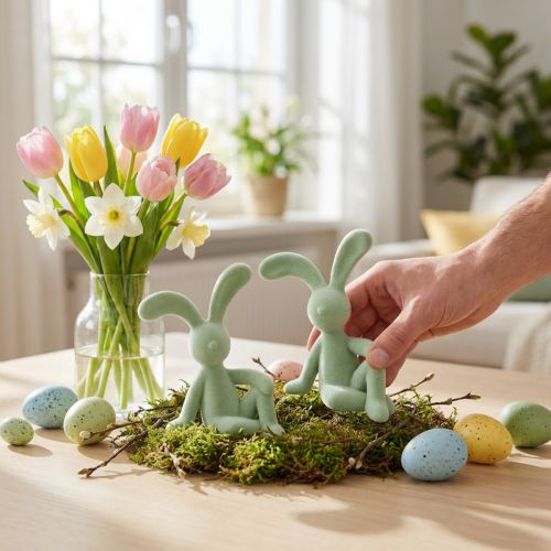 Dekorativ påskeharefigur til stilfuld boligdekoration og påske, 22 cm, 2 stk. | Floristik24.dk
