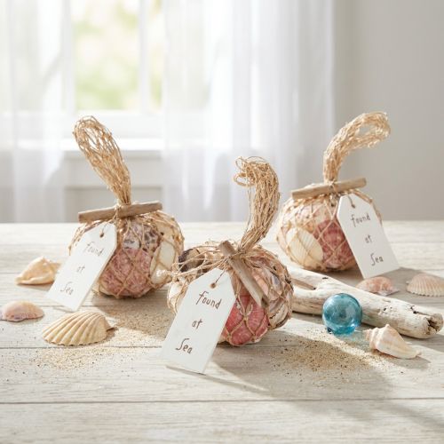 Artikel Maritime dekorative skaller i et net, farverig, 3,5-6 cm, 300 g × 3 stk.