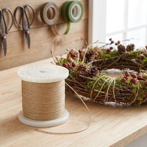 Artikel Vintråd, naturlig, tynd tråd på spole, 0,80 mm, 1 kg
