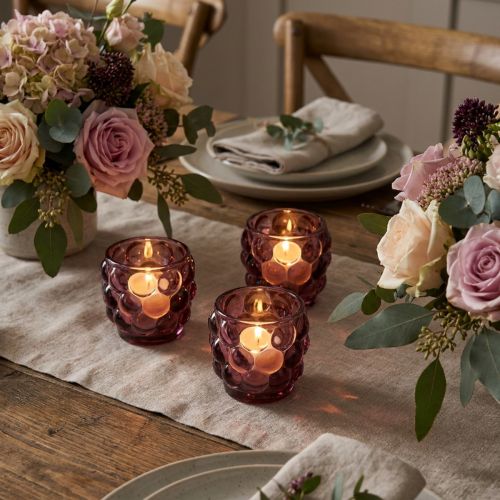 Lysestage glas fyrfadsstage i Berry Ø7cm H7cm 6 stk | Floristik24.dk