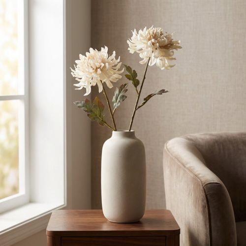 Krysantemum Kunstige Dekorative Blomster Creme L72cm 2stk | Floristik24.dk