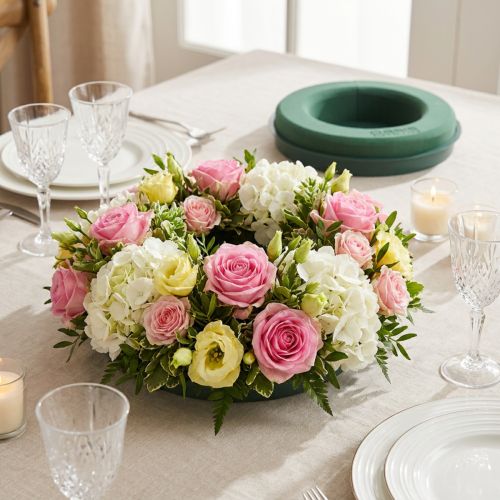 Blomsterskumring med bund til arrangement grøn Ø24cm 2 stk | Floristik24.dk