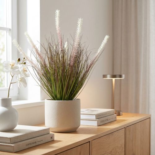 Kunstgræs i potte Løggræs kunstplante H57cm | Floristik24.dk