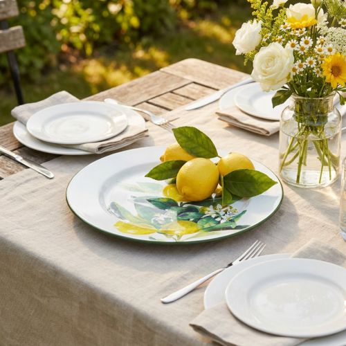 Dekorativ tallerken, Middelhavet, metalplade med citrongren Ø34cm | Floristik24.dk