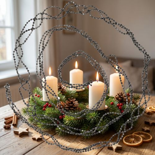 Juledekoration perle kransegrå 275cm | Floristik24.dk