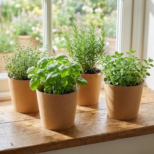 Plantekasse, urtepotte, papirpottepotte natur Ø15cm H13cm 4stk | Floristik24.dk