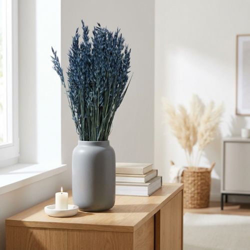 Artikel Tørrede blomster, havre tørret korn dekoration blå 68cm 230g