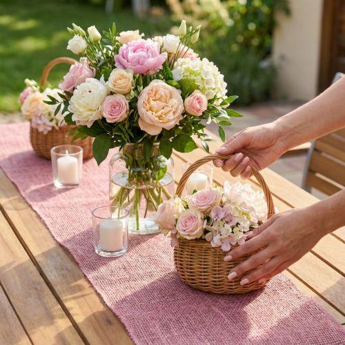 Bordløber jute jute bånd bordbånd pink B15cm L10m | Floristik24.dk