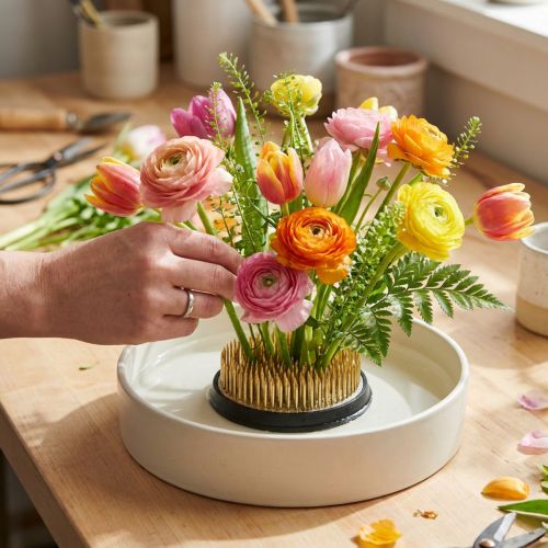 Plug-in pindsvin Kenzan rund blomst pindsvin sølv messing Ø60mm | Floristik24.dk