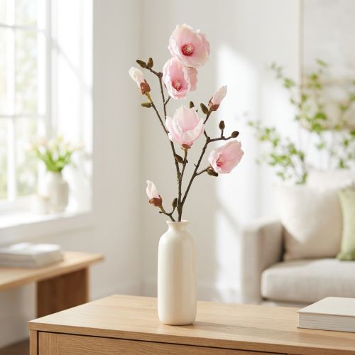 Kunstig Magnolia-gren Pink Blomster Ø8cm L100cm | Floristik24.dk