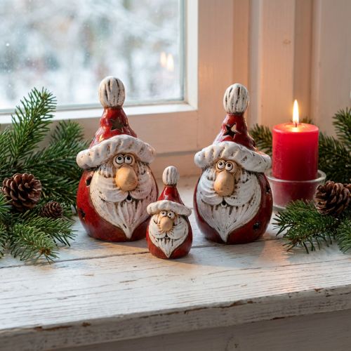 Sød keramisk julemandsfigur, rød og hvid, 10cm - perfekt juledekoration - 4 stk. | Floristik24.dk