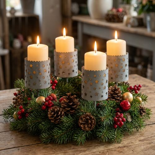 Lysestage til klæbning af adventskrans Ø6,5cm H14cm 4 stk | Floristik24.dk