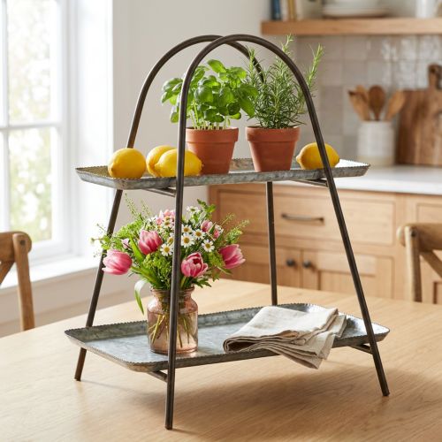 Kagestand vintage dekorativ bakkebordshylde metal H47cm | Floristik24.dk