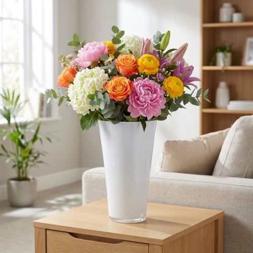 Vase “Fizzy” Ø20cm H35cm hvid 1 stk | Floristik24.dk