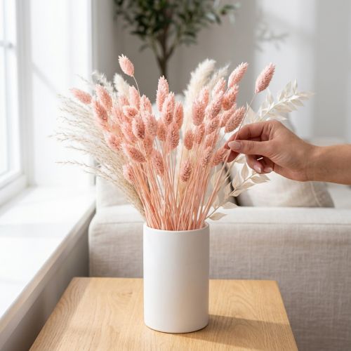 Phalaris pink skinnende græs tørret tør dekoration 65cm 60g | Floristik24.dk