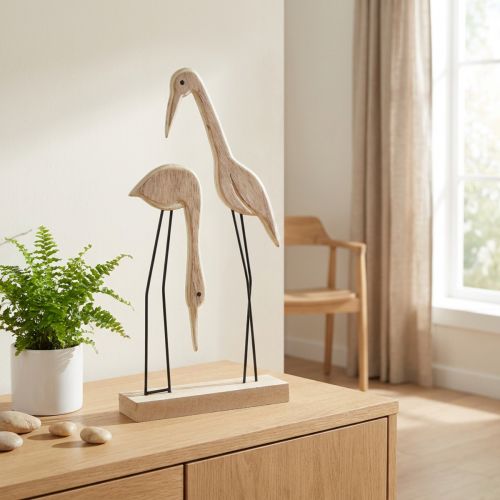 Stativ træfigur kran par natur 27,5×13cm 2 stk | Floristik24.dk