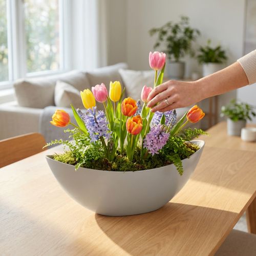 Planteskål 39cm x 12,5cm H13cm lysegrå, 1stk | Floristik24.dk