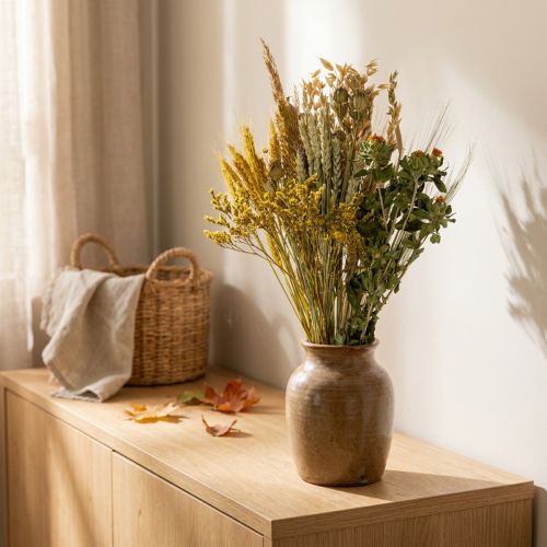 Tørrede blomster DIY-værktøjssæt gult til kreative buketter og dekorative kranse 60 cm – naturprodukt | Floristik24.dk