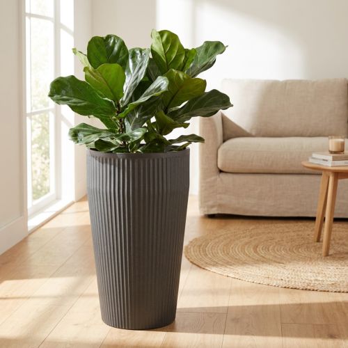Gulvvase plastik antracit Ø28cm H46,5cm | Floristik24.dk