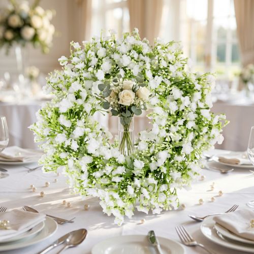 Gypsophila krans hvid blomsterkrans bryllup Ø30cm | Floristik24.dk