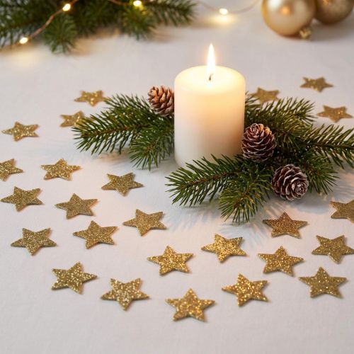 Mini glitterstjerne guld 2,5 cm 96 stk | Floristik24.dk