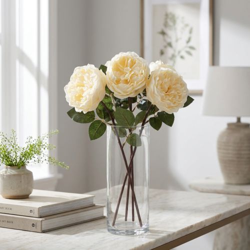 Artikel Kunstige roser som ægte creme kunstige blomster 48cm 3stk
