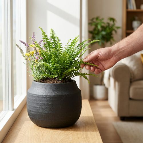 Plantekasse Sort Keramik Urtepotte Ø23cm H19,5cm | Floristik24.dk