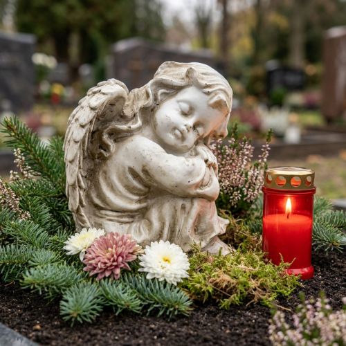 Engel til graven Creme Gravengel Soveengel 6×5,5×8cm | Floristik24.dk