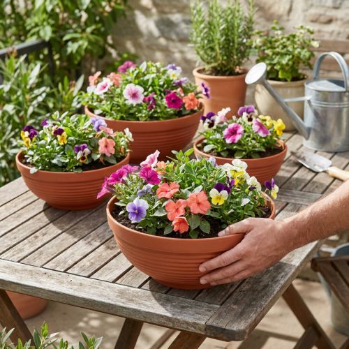 R-skål plast terrakotta Ø 13cm - 19cm, 10 stk. | Floristik24.dk
