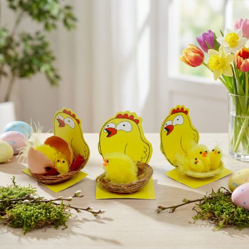Chenille Chicks i Rede Mix Ø 5,5cm 3stk | Floristik24.dk
