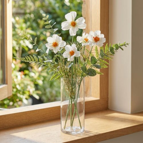 Kunstige blomster Cosmea hvide silkeblomster H51cm 3 stk | Floristik24.dk