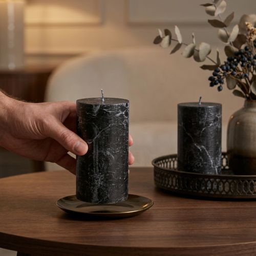 Sorte bloklys 85×150 mm 2 stk., gennemfarvet, elegant til dekoration og stemning | Floristik24.dk