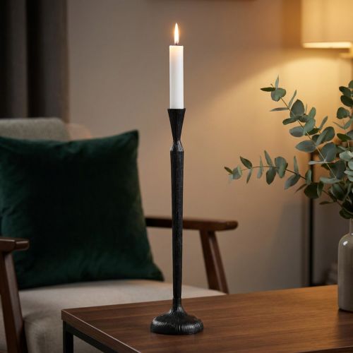 Lysestage Sort Lysestage Metal Ø13cm H59cm | Floristik24.dk