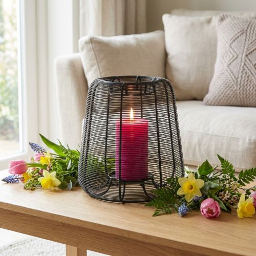 Artikel Lysestage Sort Metalkurv Lysestage Ø24cm H26cm
