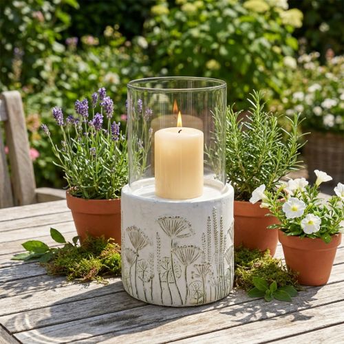 Lysestage lanterne glas med fod Ø17cm H32cm | Floristik24.dk