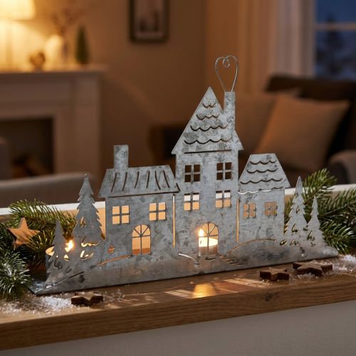 Julepynt huse, fyrfadsstage metal L20cm | Floristik24.dk