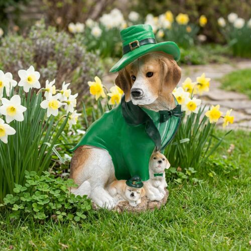 Beagle i hat St. Patrick's Day Hund i jakkesæt Havedekor Hund H24,5 cm | Floristik24.dk