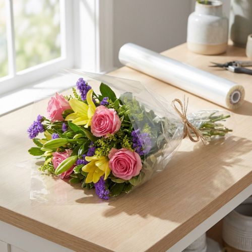 Blomsterdekorationsfolie blomsterfolie klar 50cm x 1000m | Floristik24.dk