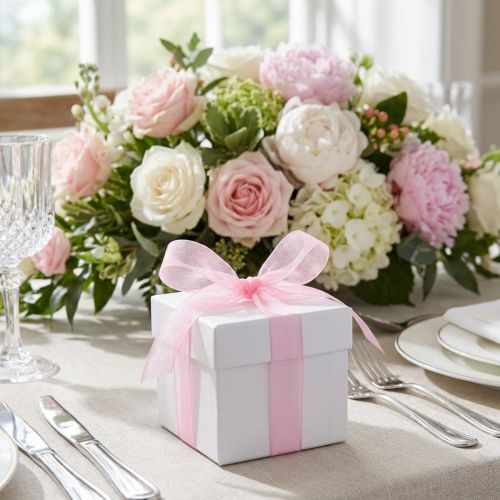 Organza bånd gavebånd pink bånd selvkant 15mm 50m | Floristik24.dk